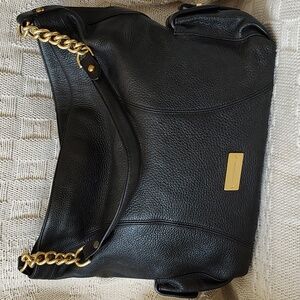 Brahmin Slouch Hobo Shoulder Bag Pebbled Leather Gold Chain Strap